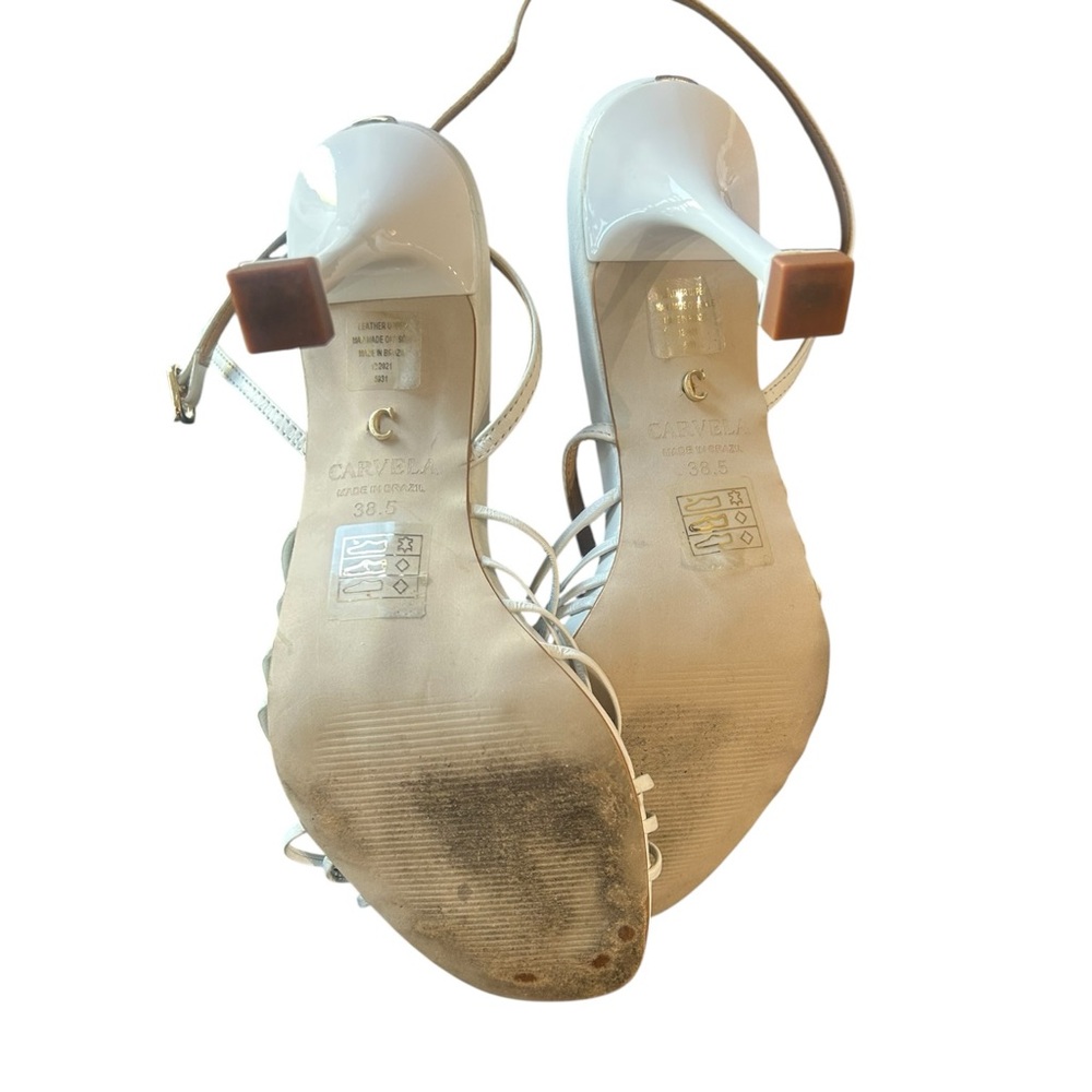 Carvela White Strappy Stiletto Heels EU 38.5 Fits US 7 - Picture 5 of 6